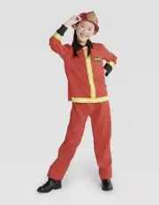 Glow In Dark Firefighter Halloween Kids Costume Size Med Dress Up Firefighters