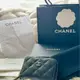 [二手] CHANEL 荔枝牛皮黑銀 經典三層拉鍊零錢包 小天菜