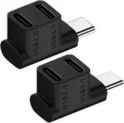 2 Pack USB C Adapter, 90 Degree USB C Male to Dual Female 10Gbps 100W Adapter, for Switch Steam Deck, Laptop, Tablet and More Type C Devices