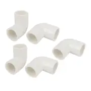 5 x White PVC-U 20mm Dia Right Angle Electrical Wire Pipe Connector