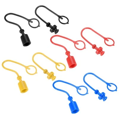 4 Set Hydraulic Coupler Dust Cap 3/8 ISO-A PVC with Retention Ring 4 Colors