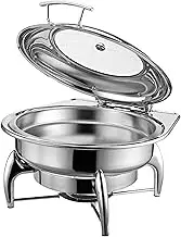 Food Heating Buffet Server - Buffet Plate with Lid, Portion Control Plate, Table Buffet Heater, Hostess Trolley Food Heater, Portion Plate, Solid Steel Lid