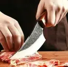 Handmade Boning Knife Hammered Forged Steel Wood Handle Chef Eviscerate Slicing