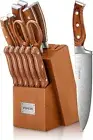 Kitchen Knife Set with Block High Carbon Stainless Steel Self-Sharpening Knife