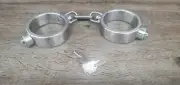Wrist Stainless Steel 1" Wide Locking Restraint Cuffs D-Ring Hinged Owned BDSM