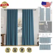 Luxurious Dark Teal Blackout Curtains Set of 2, 84