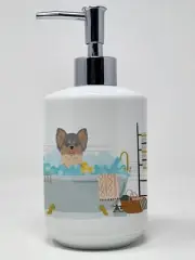 Longhaired Blue and Tan Chihuahua Ceramic Soap Dispenser Hand Soap Dispenser