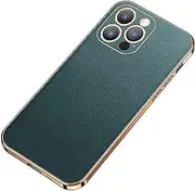 KKFAUS Leather Golden Border Phone Case, for Apple iPhone 13 Pro Max 6.7 Inch All-Inclusive Shockproof Back Cover with Protection Camera Lens (Color : Cyan)