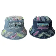 Teenagers Bucket Hat Unisex Headwear Worn Out Fisherman Hat for Schoolgirls