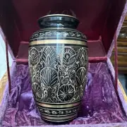 Elegant Brass Inc. Cremation Urn W/ Velvet Storage Box 10”. Price Cut