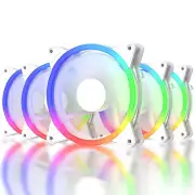 120Mm RGB LED White PC Cooling Fan Ultra Quiet High Airflow for PC Cases,Compute