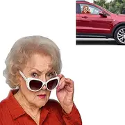 Betty-White Car Window Decal Window Cling Funny Sticker for Outside Window of Vehicles Automotive(Right Side)