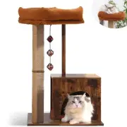 Cat Scratching Post, Modern Style Cat Tree with Unique Square Post, Wooden Ca...