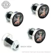 4 Silver Billet Logo License Plate Frame Tag Bolt Kit - PIN UP SKULL CROSS