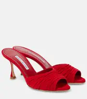 [Manolo Blahnik] Manolo Blahnik Pirua 70 suede mules AU 6 red