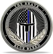 Patriotic Police Helmet Challenge Coin | Honoring Law Enforcement Bravery & Thin Blue Line Medallion | Thank You for Your Service Token | Appreciation Gift for Police, Officers, and Servicemen