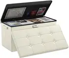 Storage Ottoman Bench with Lock,Fireproof Folding 30"D x 15"W x 15"H Beige