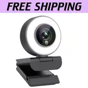 1080P HD Webcam with Adjustable Ring Light & Autofocus for Gamers and Streamers