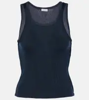 [Loewe] Loewe Anagram ribbed-knit silk jersey tank top UK 8 blue