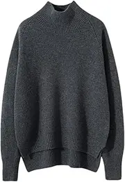 [Generic] Women's Cashmere Sweater High Collar Long Sleeve Solid Color Pullover Jumper Top