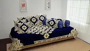 FRESH FROM LOOM 500 TC Premium Chenille Floral Design Diwan Set (8 Pieces, Blue)
