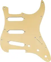 Musiclily Pro 11 Holes Aluminum SSS Stratocaster Pickguard for American/Mexican Fender Standard Strat Style Electric Guitar, Gold Anodized
