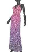 NWT DVF Pink Print Maxi Dress Samson Size 2 Leopard Leaves Cross Back Stretch
