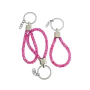 Pink Glitter Imitation Leather Keychain - 85mm x 15mm - 1 Keyring - Z327