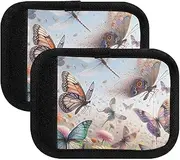 [ODAWA] Butterflies and Dragonflies Luggage Handle Wraps 2 Pack, Soft Handle Covers Identifier Luggage Markers for Airport Travel Luggage Suitcase Trolley Case