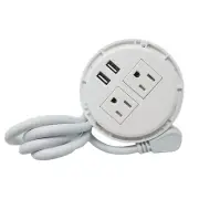 Desktop Table 2 Power Grommet Outlet Plugs 2 USB Ports Charger 2"-2.5" or 3"