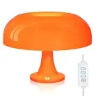 Retro Orange Mushroom Lamp for Bedroom Nightstand Mid Century Modern Table La...