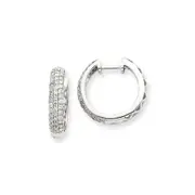 14k A White Gold Real Diamond Hoop Earrings