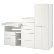 SMÅSTAD / PLATSA storage combination, white white/with changing table, 210x79x181 cm
