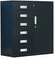 Filing Cabinet 6 Drawer Cabinet Household Multifunctional Storage Cabinet Metal Data File Organizer Office File Cabinet File Storage Cabinets(Black)
