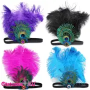 1920s Headband Peacock Feathers Bridal 20s Gatsby Flapper Headpiece Gangster