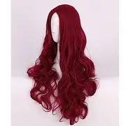 Poison Ivy Cosplay Wigs 70Cm Wine Red Long Wavy Heat Resistant Synthetic Hair Wig Halloween Wigs