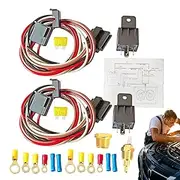 Euyehn Automotive Relay Kit, 12V40A Fan Cooling Kit with Thermostat, Waterproof Accessories with Temperature Sensor for Rainy Days