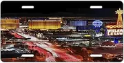 Custom Aluminum License Plate 15x30 Rustproof Durable Personalized Las Vegas Night City Printing Car Plate for Cars, Trucks & SUVs