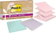 Post-it 100% Recycled Paper Super Sticky Notes, 2X The Sticking Power, 3x3 in, 6 Pads/Pack, 70 Sheets/Pad, Wanderlust Pastels Collection (R330R-6SSNRP)