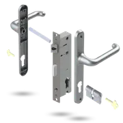 Lockwood Door Lock Pack Induro Mortice Verona Gidgee Levers Silver w/ Cylinder
