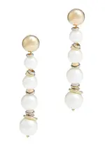 Rosantica Miranda Embellished Clip-on Drop Earrings - Pearl ONE SIZE