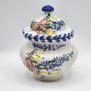 Stoneware Pottery Lidded Jar Trinket Dish Clay Salt Cellar 6"