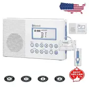H202 Shower Radio: Waterproof Bluetooth AM/FM with LED Flashlight & Carry Strap
