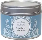 Shearer Candles Vanilla and Coconut Small Scented Silver Tin Candle - White