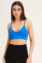 Blue Crop Top Seamless - Size XL, Women's Bralette