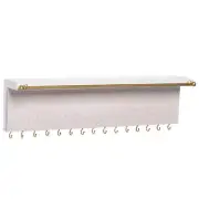 Stage ganizer Wall Mount Jewelry Real Wood Display Shelf 15 Necklace Hooks Earrg