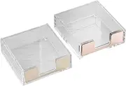 Operitacx 2Pcs Transparent Memo Note Holder and Paper Clip Dispenser Desk Organizer for Sticky Memo Pad for Students and Office Use