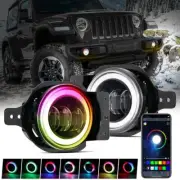 Pair 4" Inch RGB Round LED Fog Lights Driving Lamps for Jeep Wrangler JK TJ LJ (for: Jeep)