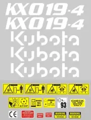 Decal Sticker set. KUBOTA KX019-4 Mini Digger Pelle Bagger Excavator