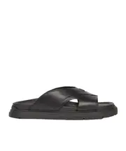 Black leather slides UK11,UK6 black